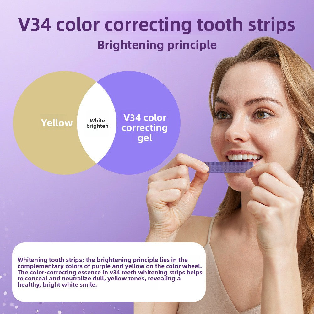 How the violet V34 gel neutralises yellow tones on teeth
