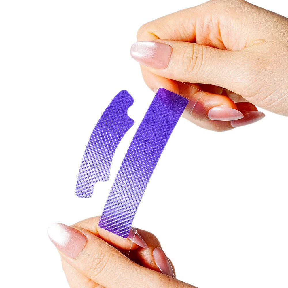 Upper and lower V34 purple strips on their clear backing